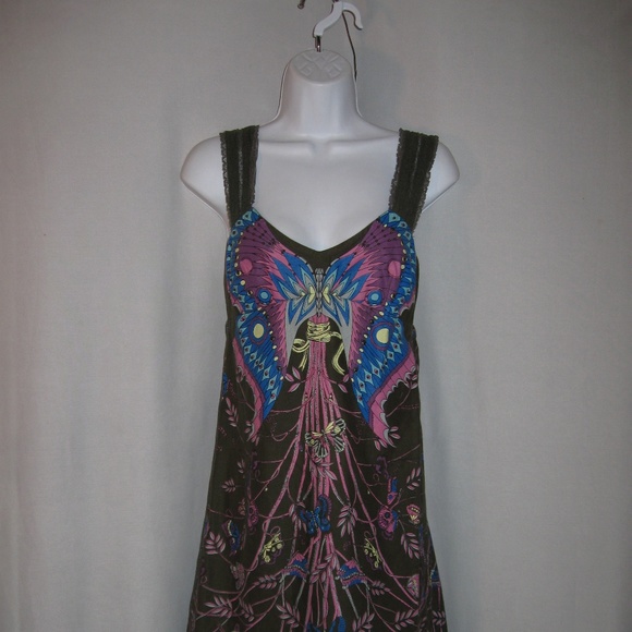 Free People Dresses & Skirts - Free People Beaded Butterfly Linen/Cotton Dress